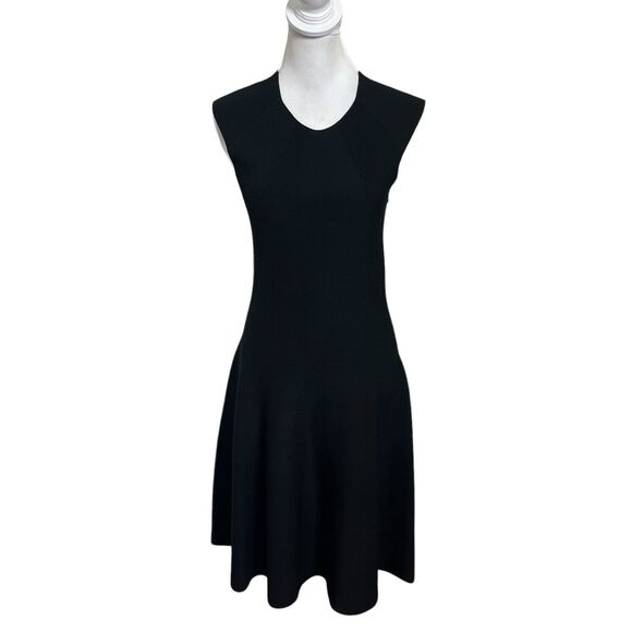 MM Lafleur Melanie Dress Women’s Size Large Black A-Line Knit Fit Flare Stretch - Picture 2 of 9